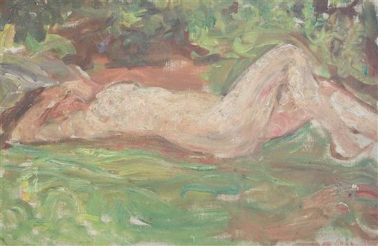 Albert de Belleroche (1864-1944) Kneeling female nude 26 x 18.5in.